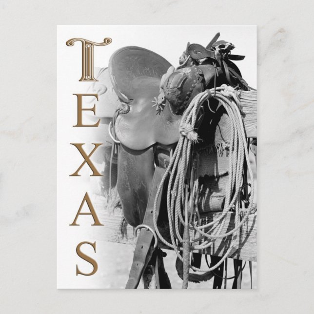 Cartão Postal Detalhe de sela de vaqueiro no Texas (Frente)