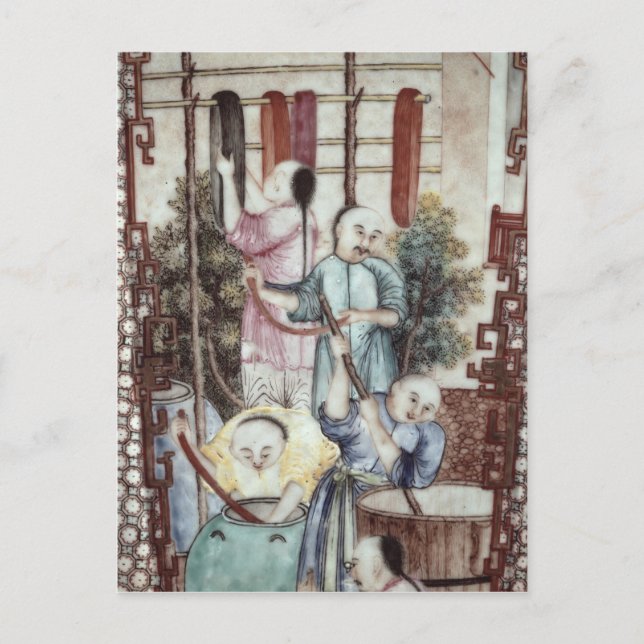 Cartão Postal Detalhe de um vaso que retrata homens tingindo sed (Frente)