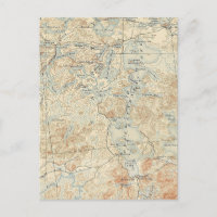 Detalhe do Lago Saranac Superior do Mapa Topográfi