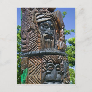 Cartão Postal Detalhe do poste totêmico Kanak, Noumea, Nova 2