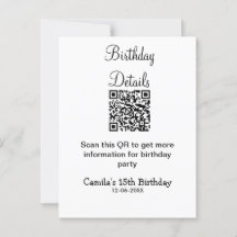 detalhes do aniversário de 15 anos moderno scan QR