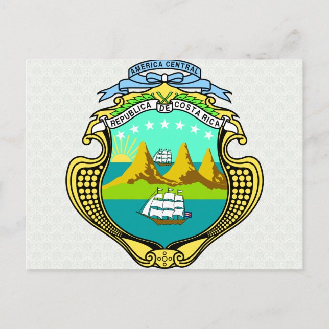 Cartão Postal Detalhes do Casaco de Armas da Costa Rica (Frente)