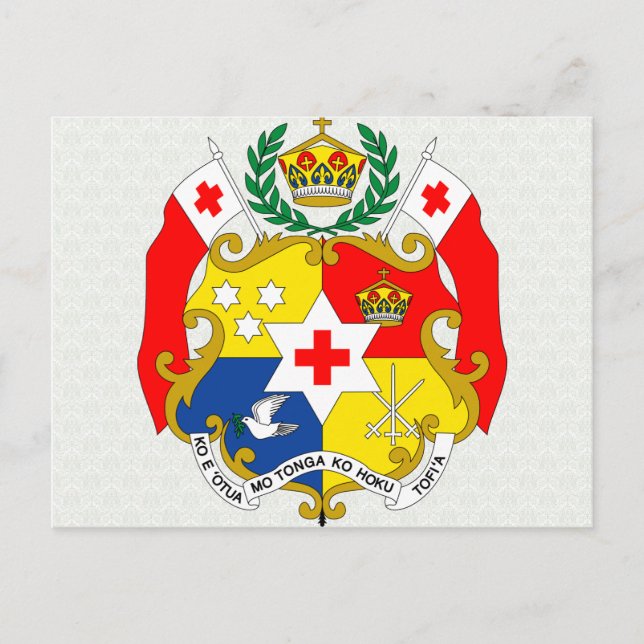 Cartão Postal Detalhes do Casaco de Armas Tonga (Frente)