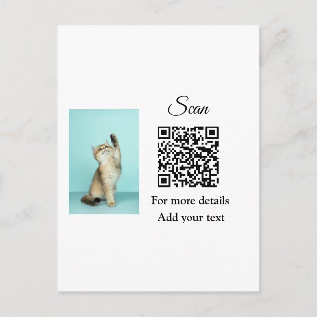 Cartão Postal Detalhes simples do nome do animal QR código adici (Frente)