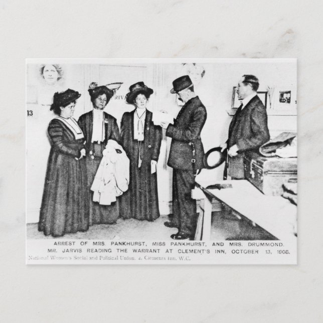 Cartão Postal Detenção de Pankhurst (Frente)