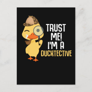 Cartão Postal Detetive de Pato Fofo Humor Animal Amante de Patos