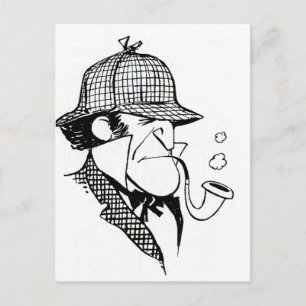 Cartão Postal Detetive que Fuma Cachimbo