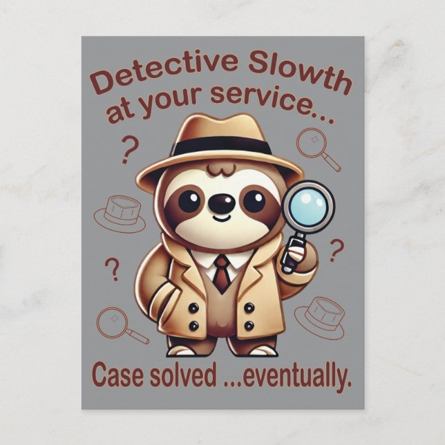 Cartão Postal "Detetive Sloth" Sloth Private Eye (Frente)