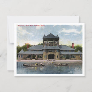 Cartão Postal Detroit, Belle Isle, Pavilion, Vista dos anos 1910