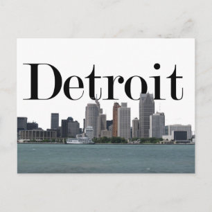 Cartão Postal Detroit MI Skyline com Detroit no Céu