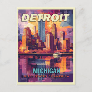 Cartão Postal Detroit, Michigan   Viagens vintage