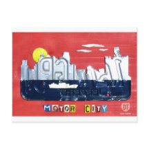 Detroit The Motor City Skyline Licate Plate Art