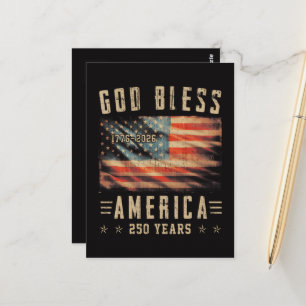 Cartão Postal Deus Abençoe a América 250 Anos 1776-2026