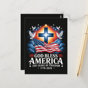 Cartão Postal Deus Abençoe a América 250 Anos 1776-2026