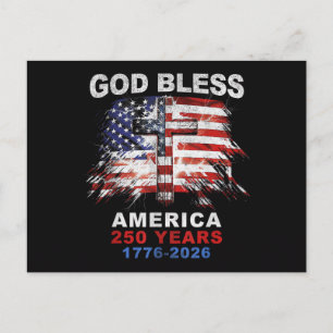 Cartão Postal Deus Abençoe a América 250 Anos 1776-2026 Crista