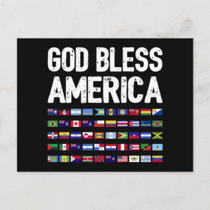 Cartão Postal Deus Abençoe a América Orgulho Latino Todos os Paí