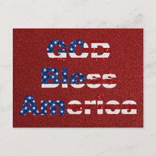 Cartão Postal deus abençoe América julho 4° Glitter