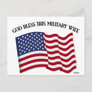 Cartão Postal DEUS ABENÇOE ESTA ESPOSA MILITAR com bandeira dos