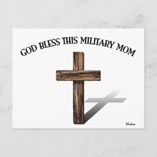 Cartão Postal DEUS ABENÇOE ESTA MÃE MILITAR com cruz robusta
