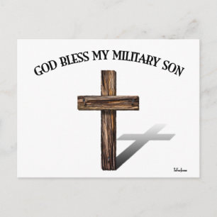 Cartão Postal DEUS ABENÇOE MEU FILHO MILITAR com cruz robusta