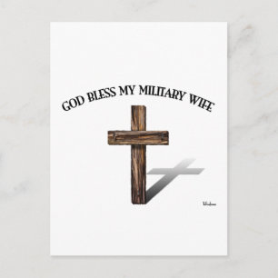 Cartão Postal DEUS ABENÇOE MINHA ESPOSA MILITAR com cruz robusta