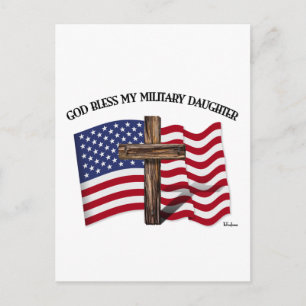 Cartão Postal DEUS ABENÇOE MINHA FILHA MILITAR cruz robustaBande