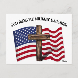 Cartão Postal DEUS ABENÇOE MINHA FILHA MILITAR cruz robustaBande