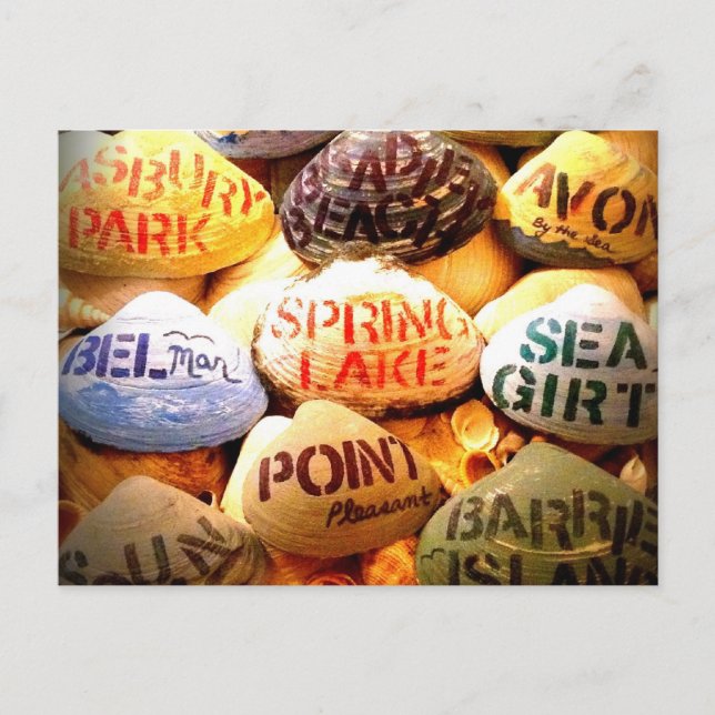 Cartão Postal deus abençoe na praia de Jersey. (Frente)