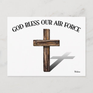 Cartão Postal DEUS ABENÇOE NOSSA FORÇA AÉREA com cruz