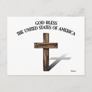 Cartão Postal DEUS ABENÇOE OS ESTADOS UNIDOS DA AMÉRICA cruz rob