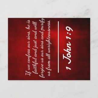 Cartão Postal Deus cita: 1 John 1:9 — "Confissão e Perdão