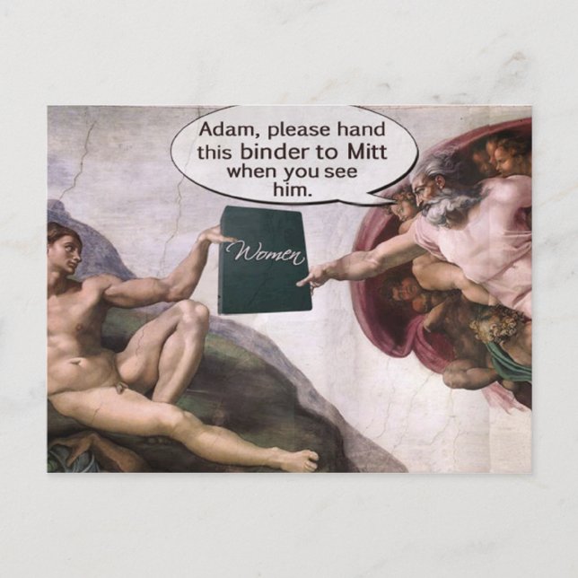 Cartão Postal Deus dando a Adão a Pasta de Mulheres de Romney (Frente)