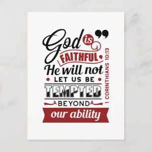 Cartão Postal Deus É Fiel – 1 Coríntios 10:13 Versículo Bíblico