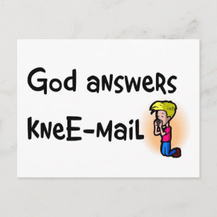Cartão Postal Deus responde a kneE-mail christian