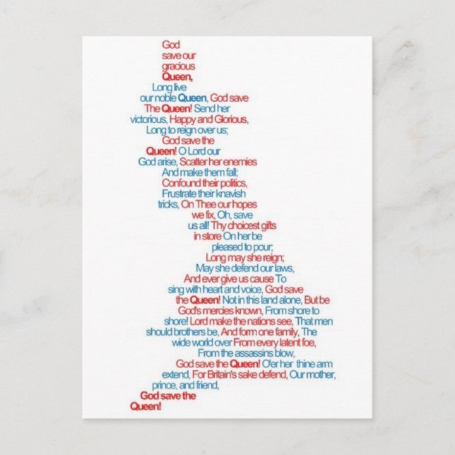 Cartão Postal Deus Salve a Rainha (Frente)
