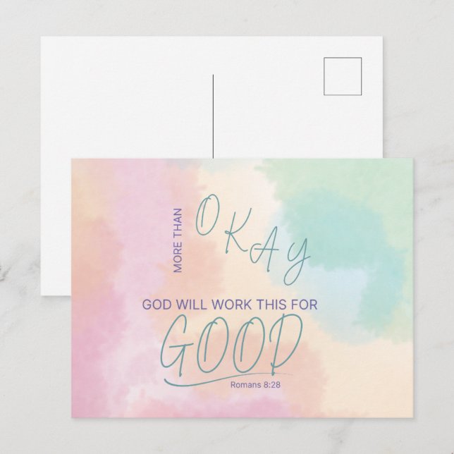 Cartão Postal Deus trabalha todas as coisas para um bom cartão-p (Frente/Verso)