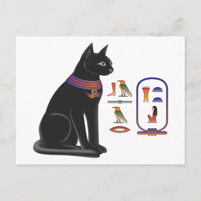 Cartão Postal Deusa Bastet do gato egípcio (Frente)