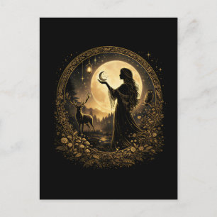 Cartão Postal Deusa da Lua Vintage Mulheres Celestiais Femininas