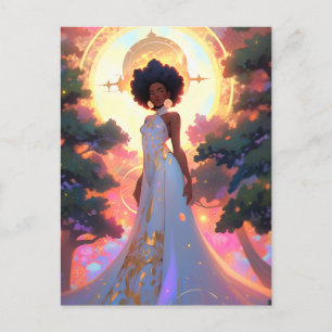 Cartão Postal Deusa da Natureza Arte Fantasia Afro-Americana