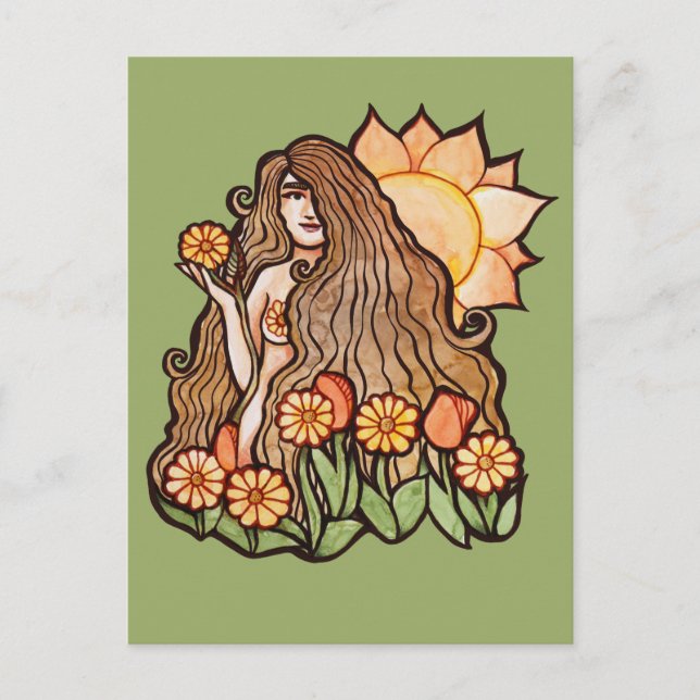 Cartão Postal Deusa da Terra de Verão (Frente)
