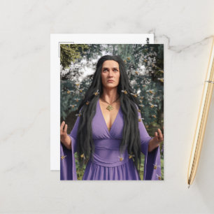 Cartão Postal Deusa de Abelhas de Mel em Roxo