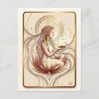 Cartão Postal Deusa do Lótus Sagrado Espiritual