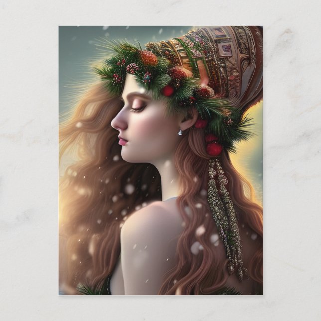 Cartão Postal Deusa do Yule de Inverno (Frente)