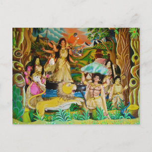 Cartão Postal Deusa Durga no festival de Durga em Burdwan