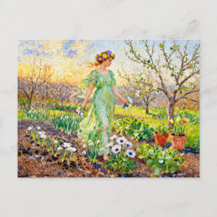 Cartão Postal Deusa grega Clóris Jardim de Primavera