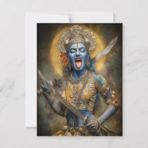 Cartão Postal Deusa Hindu Kali Pintura Moderna Arte Shakti