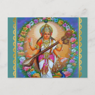 Cartão Postal Deusa Saraswati Deusa Hindu