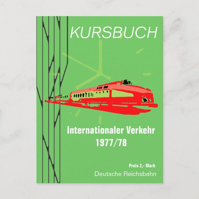 Cartão Postal Deutsche Reichsbahn Kursbuchdesign (Frente)