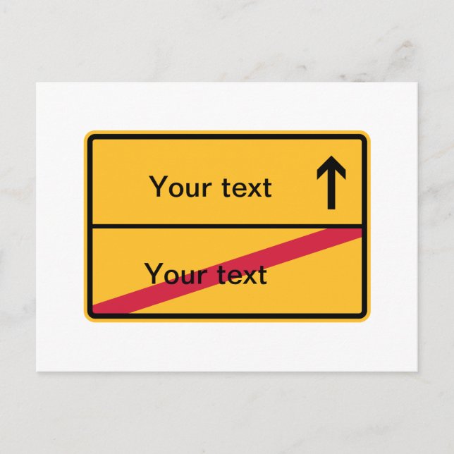 Cartão Postal Deutsches Ortsschild, Ortsausfahrt (Frente)