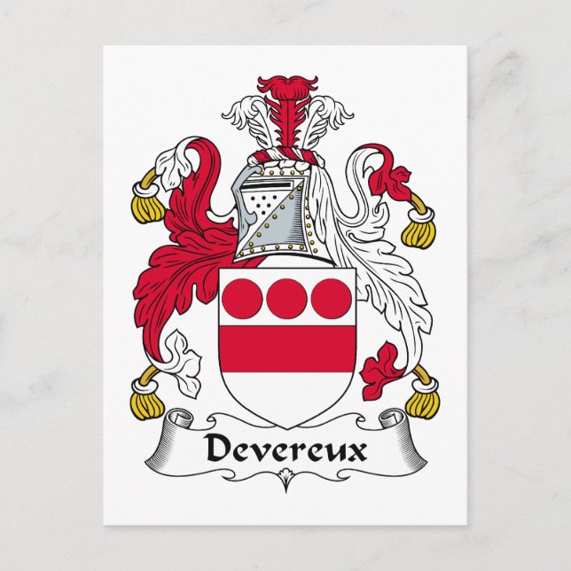 Cartão Postal Devereux Family Crest (Frente)